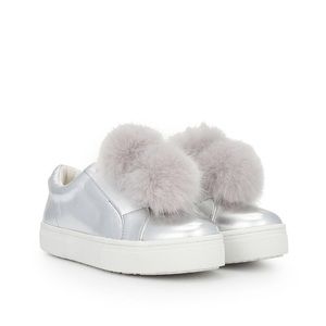 Sam Edelman Silver Leya Pom Pom Sneakers