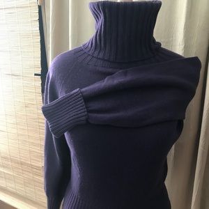 L purple cashmere xtra long cowl neck sweater