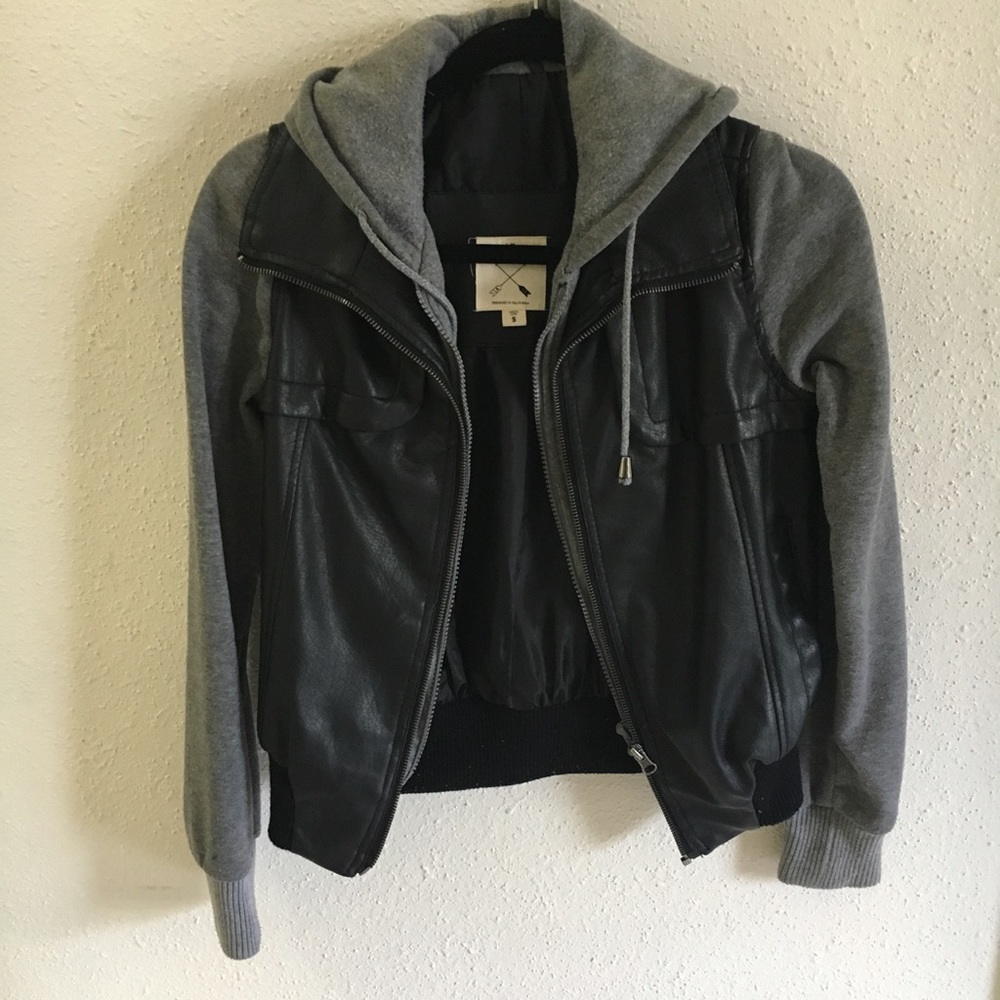 Pacsun Leather Hoodie Jacket