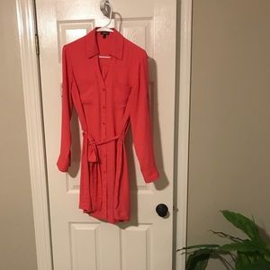 Express salmon pink shirt dress