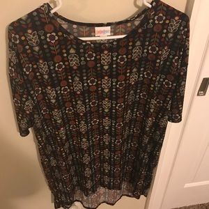Lularoe Irma Size XS Black background Floral