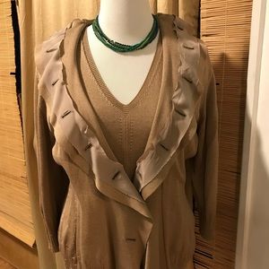 Escada 2pc sweater set, beige/gold