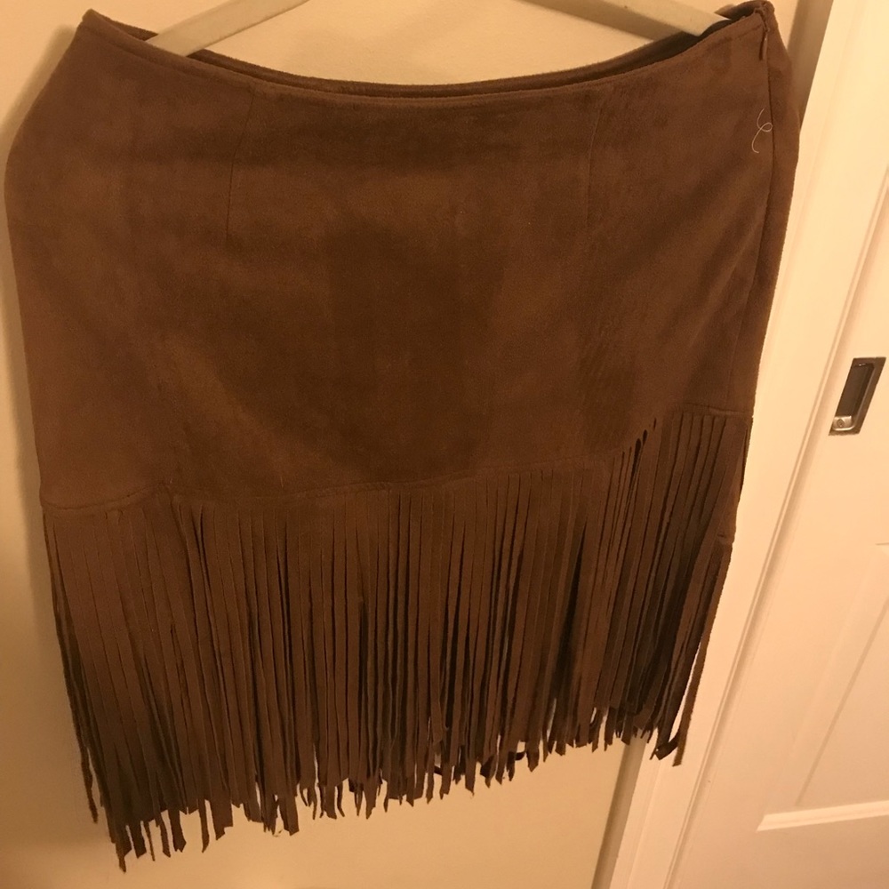Fringe Faux Suede Skirt Size Medium
