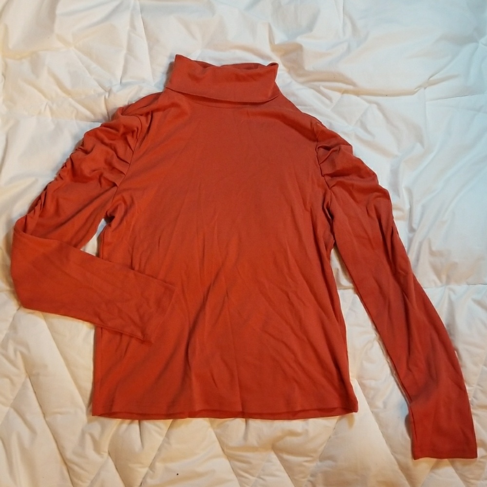 Orange Ruched Turtleneck