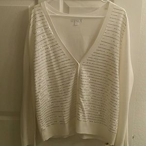 New York & Co Sparkly White Cardigan Sz XL