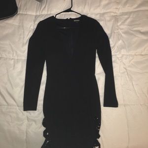 Black Dress Leg Cutout