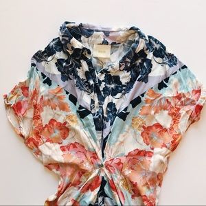 Anthropologie Maeve Silk Floral-Buttoned Blouse Anthropologie Maeve Silk Floral-Buttoned Blouse