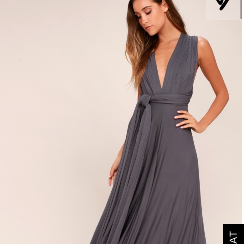 Lulus Tricks of the Trade Dark Grey Maxi Dress