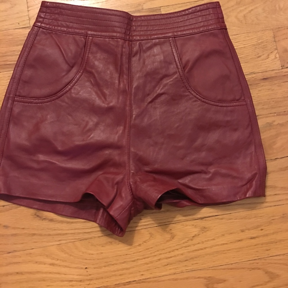 Leather high waisted shorts