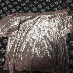 Velvet pink shoulder cut shirt