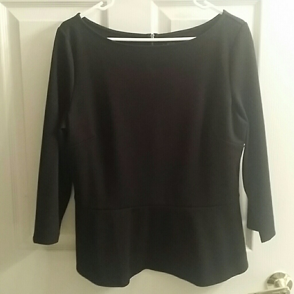 LOFT Black Peplum Waist Top Sz L