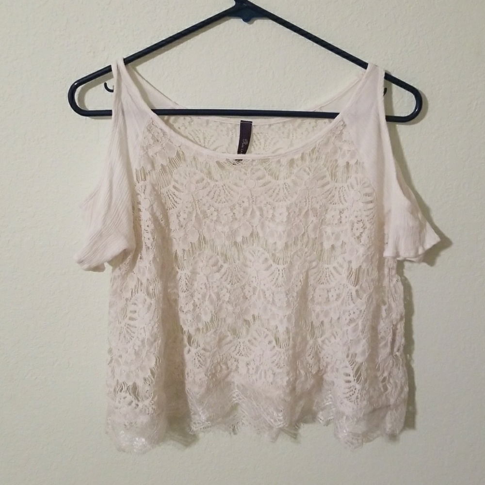 Cold shoulder lacey top