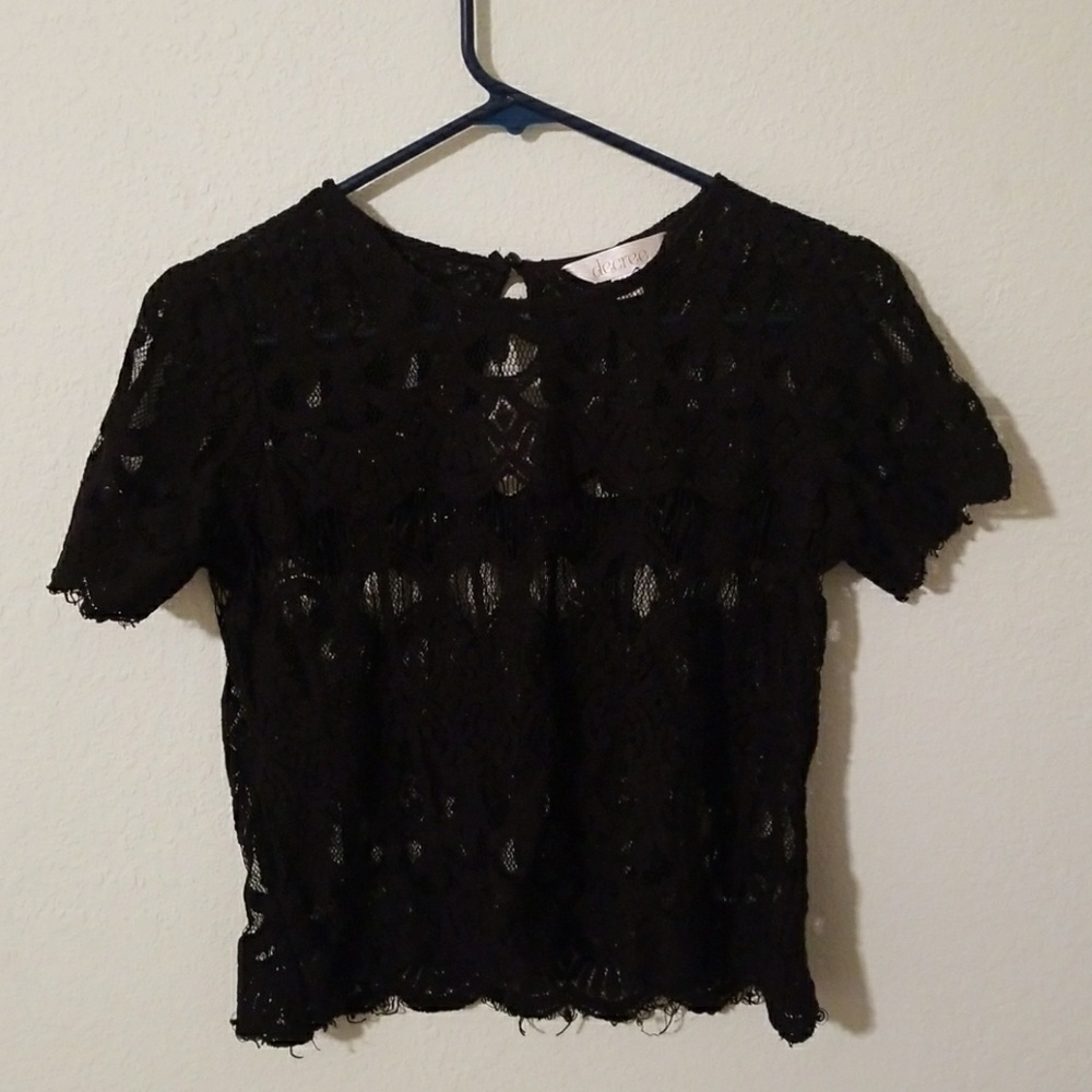 Sheer black lace top