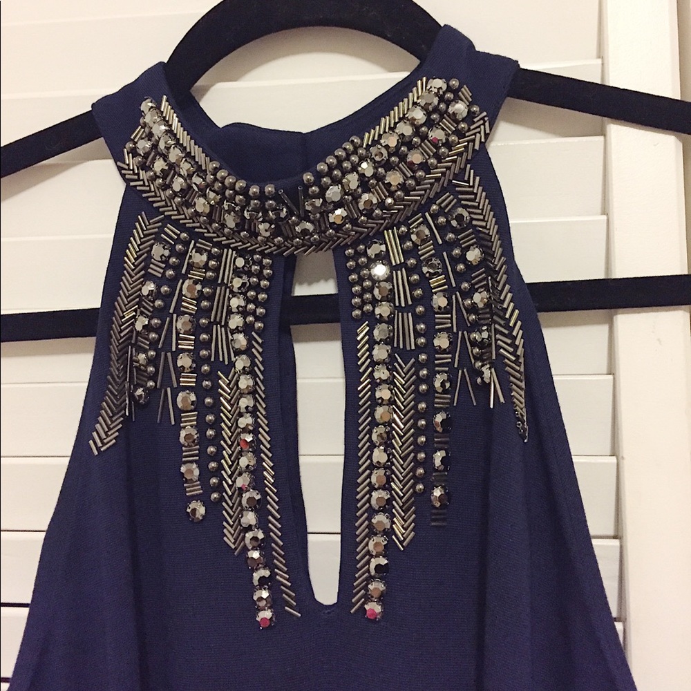 London Dress Co Navy Beaded Dress