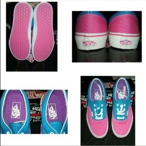 Blue and pink vans