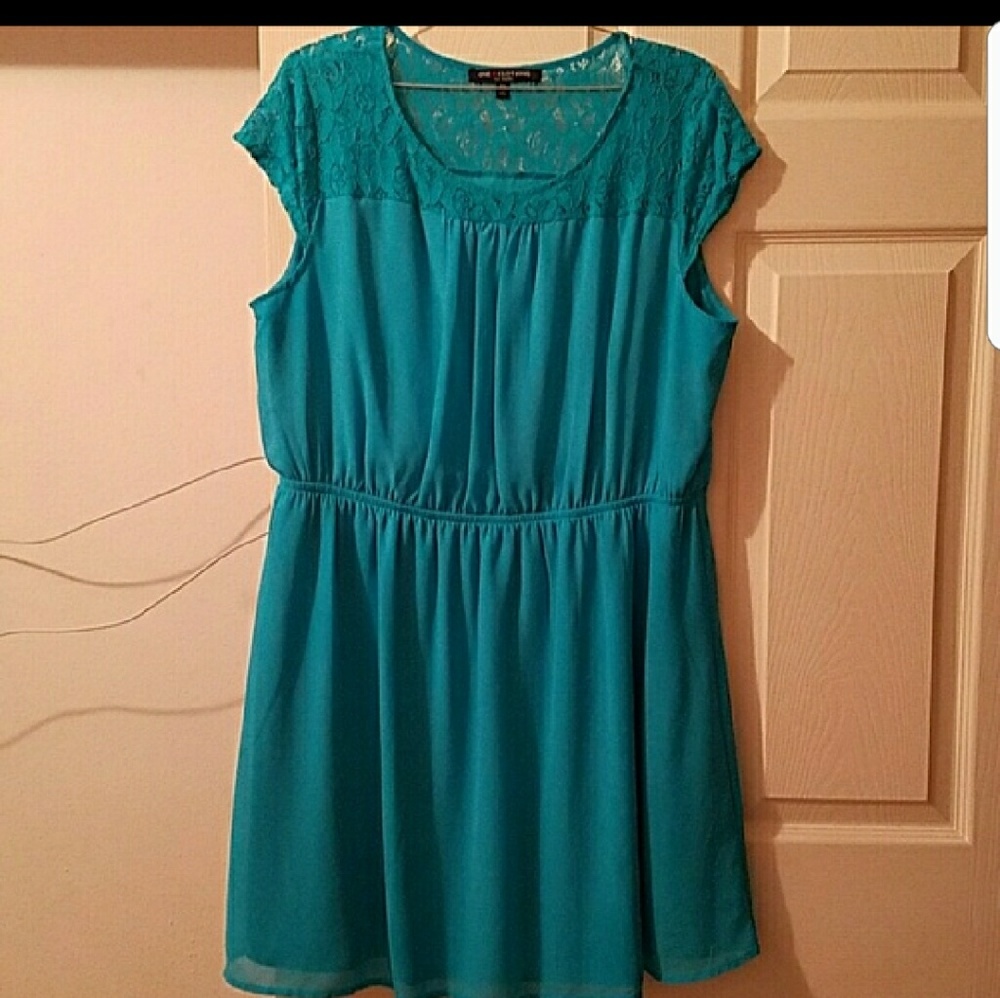 Teal chiffon dress