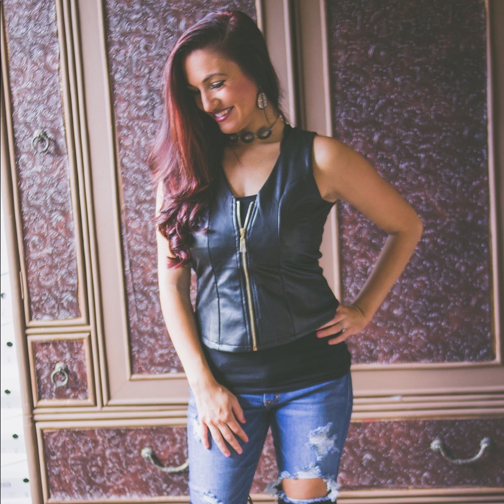 Faux Leather Detailed Vest