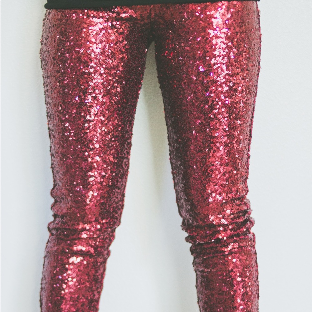 Burgundy Sequin Pants