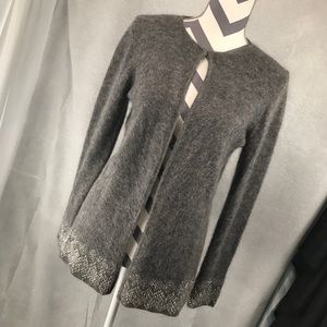 Grey Angora Mohair Soft Beaded Cardigan