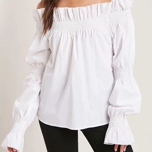 Poplin off shoulder top