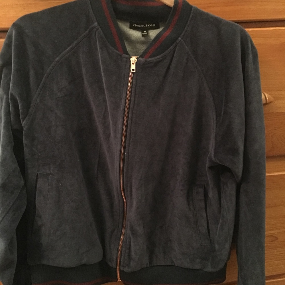 Velvet blue zip up