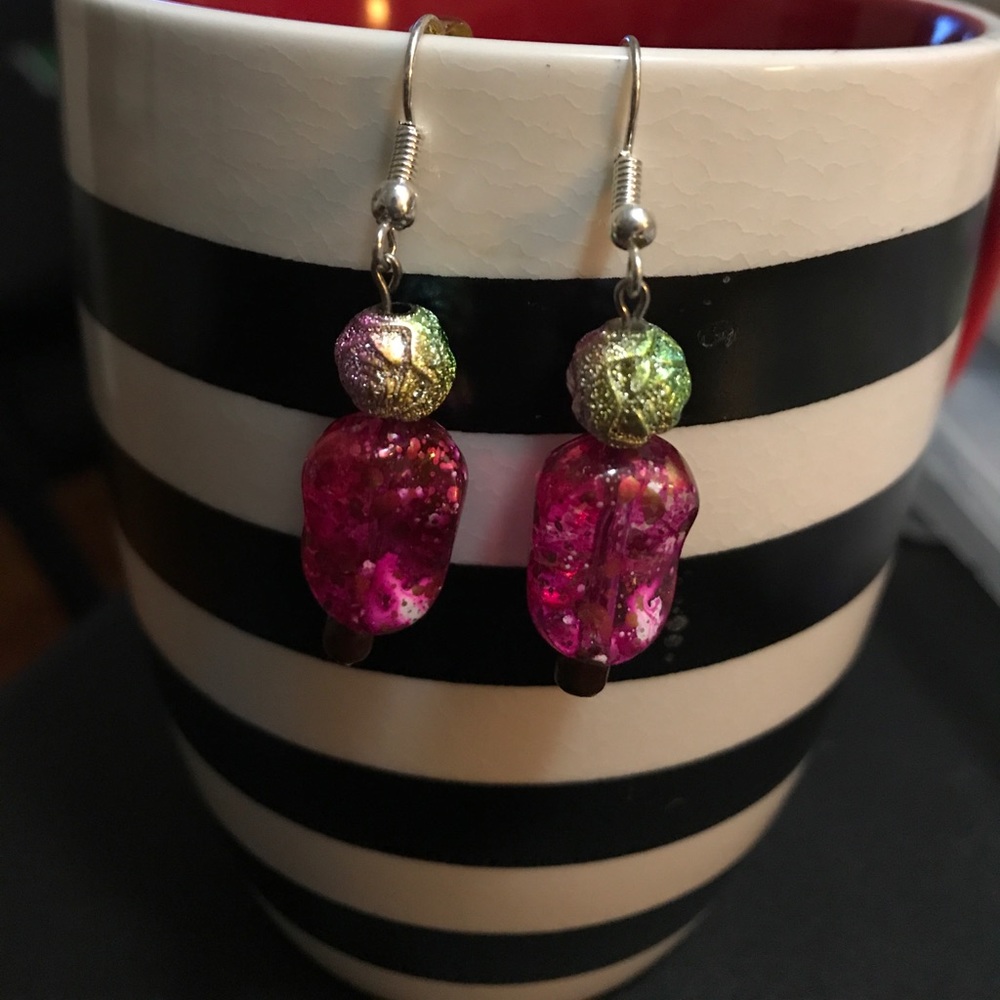 Pink handmade earrings