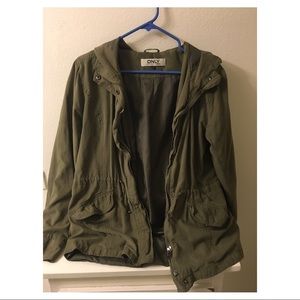 Army Green Zip Up Drawstring Hoodie Army Green Zip Up Drawstring Hoodie