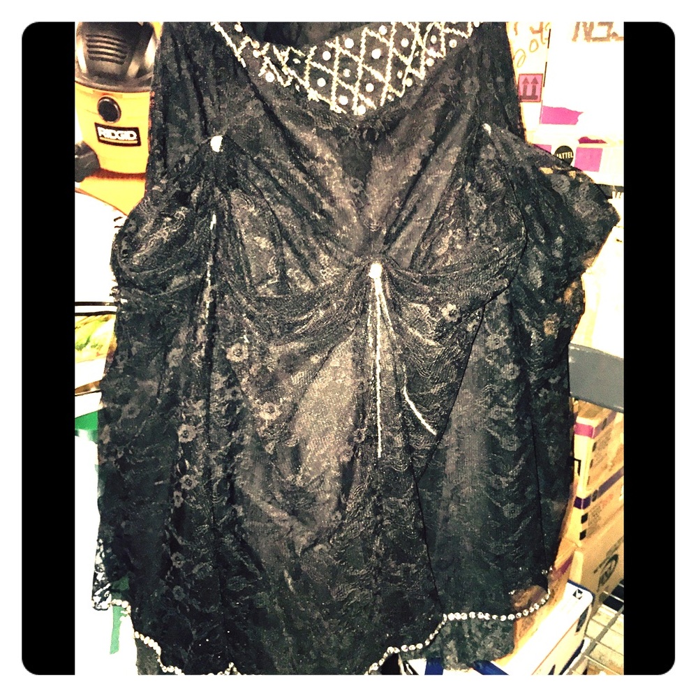 Long Black Gothic Punk Long Gathered skirt
