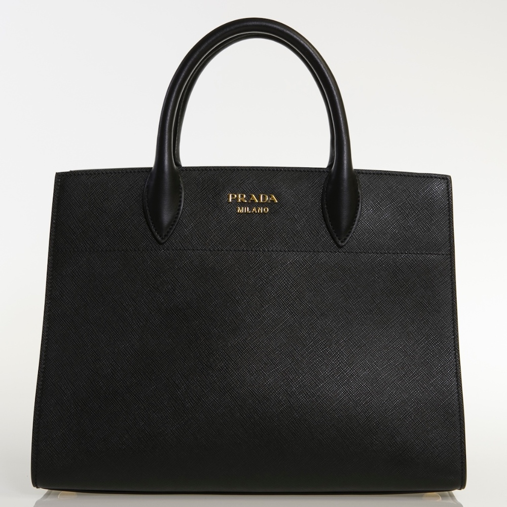 Large Bibliotheque Saffiano & City Calf Black Bag