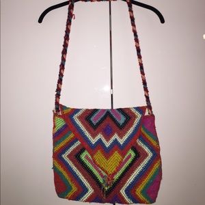 Colorful vintage braided woven purse