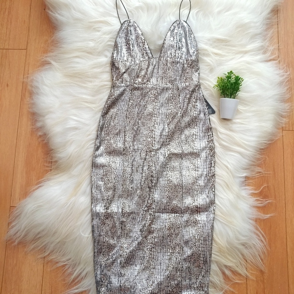 NWT RARE LONDON sequin midi dress