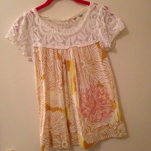Anthro Yellow Floral Top Anthro Yellow Floral Top