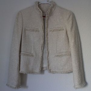 Alice + Olivia Metallic SilverTweed Jacket Pockets Alice + Olivia Metallic SilverTweed Jacket Pockets
