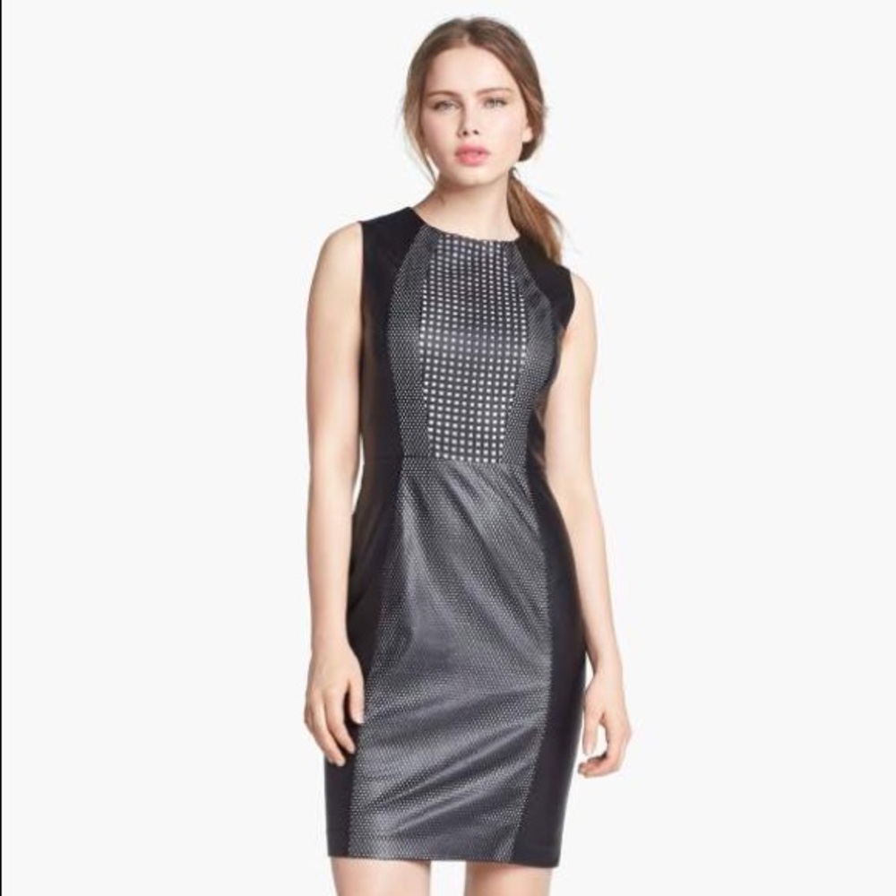 Black Leather Sheath Dress by Vince Camuto