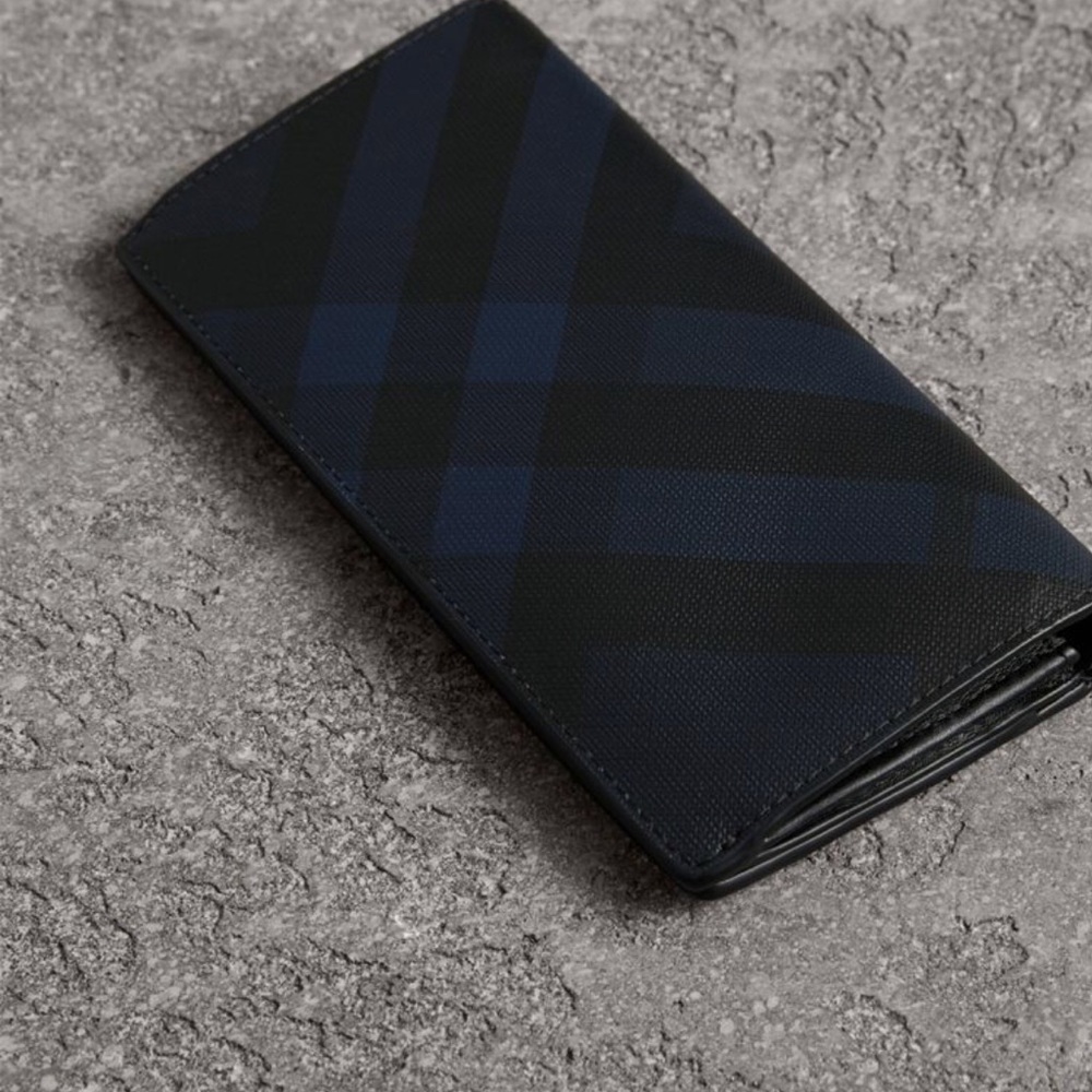 London Check and Leather Continental Wallet
