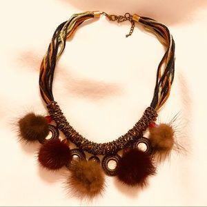 Genuine MINK Necklace with Mirror Charm Detail! Genuine MINK Necklace with Mirror Charm Detail!