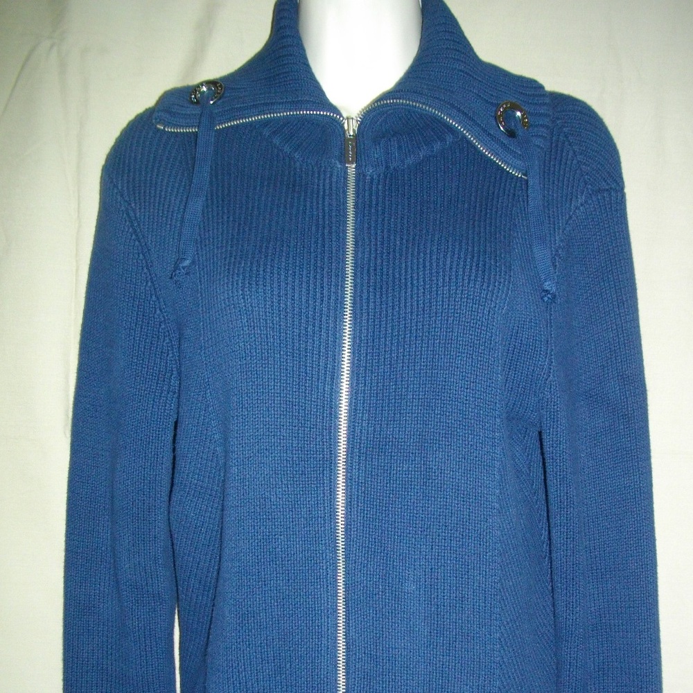 Blue Lauren Zippered Long Sleeve Large Sweater -- Final Price