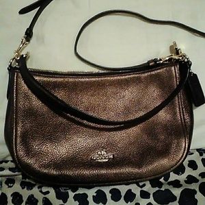 Brown leather coach 2-way handbag