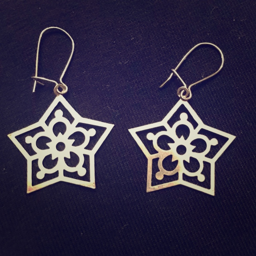 Snowflake Earrings Sterling Silver Dangle