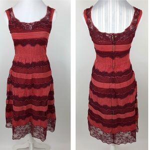 Anthropologie Lithe Red Tiered Lace Dress Size 2 Anthropologie Lithe Red Tiered Lace Dress Size 2