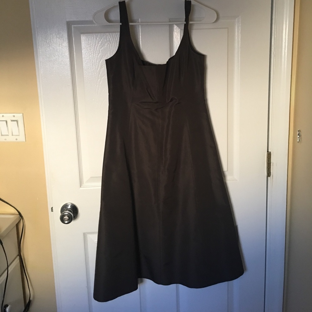 Brown scoop neck A-line dress