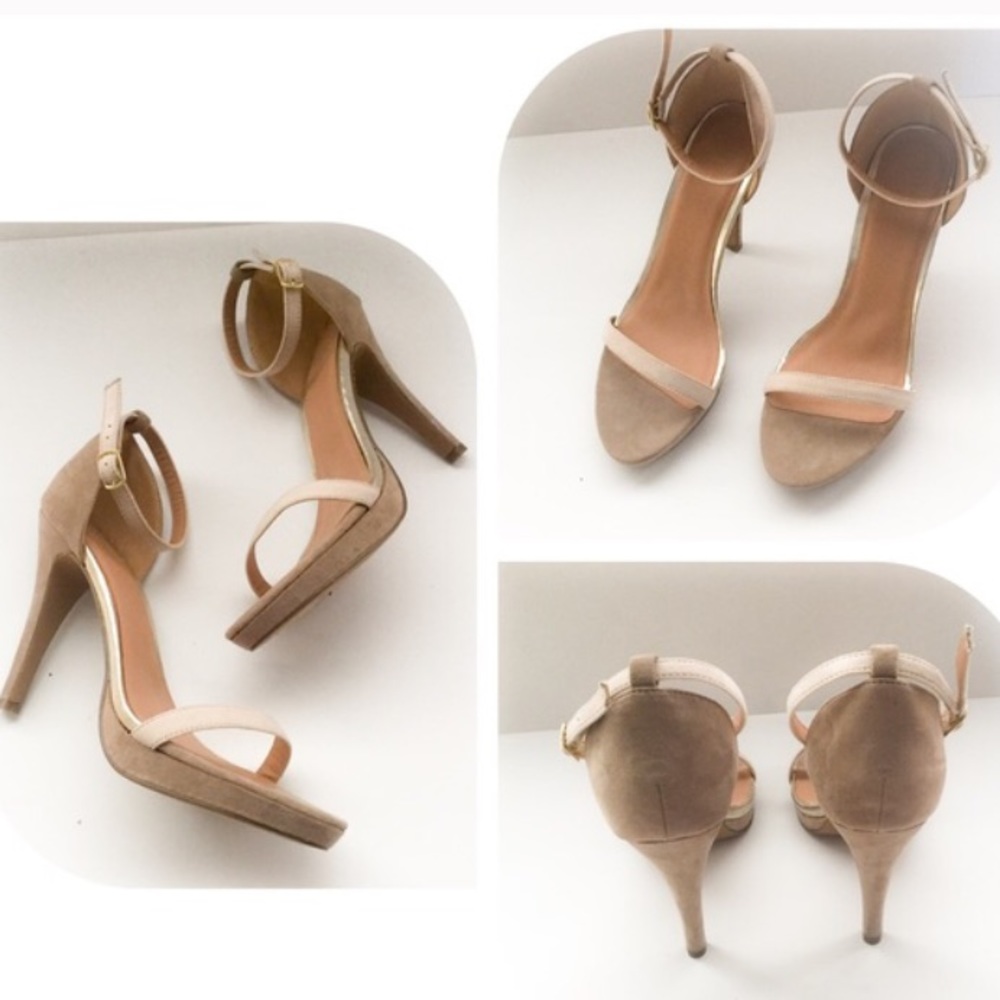 Suede ankle strap heels