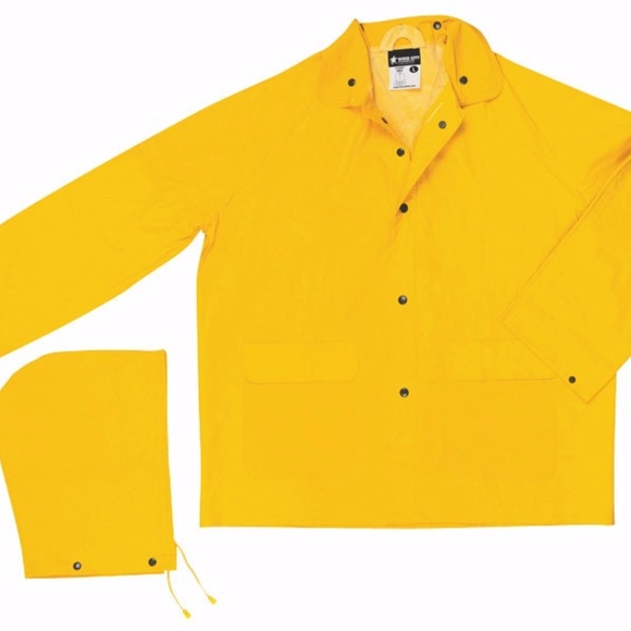 Classic .35 mm Yellow Rain Jacket With Hood - Picture 1 of 1