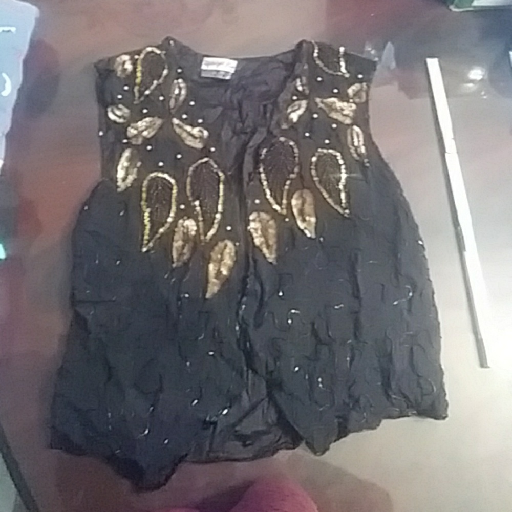 Black and gold beaded vest