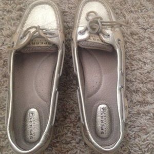Gold sperry shoes
