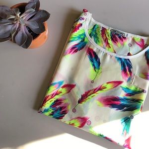 Feather Print Fashion Top