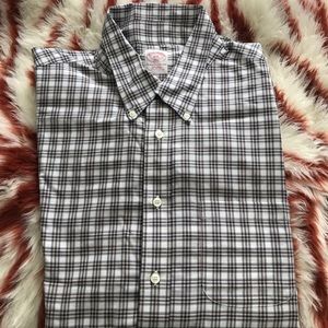 Brooks Brother Cream & Blue Dress Shirt