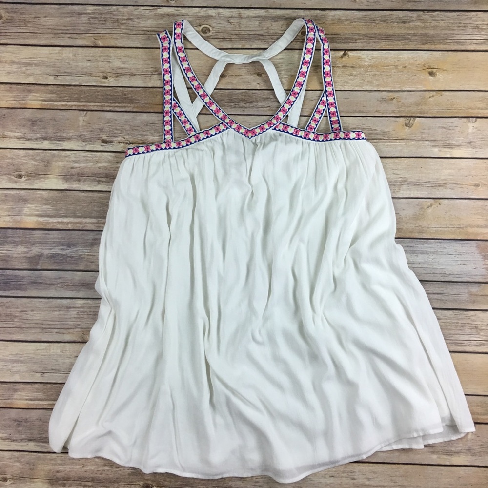 Sac dress w/embroidered cage top