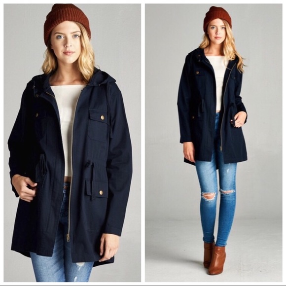 Khaki Hooded Utility Jacket S M L - Picture 3 of 3