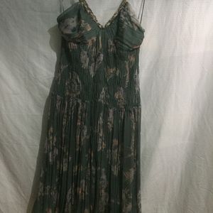 REBECCA TAYLOR SILK CREPE DRESS SZ8 FLORAL GREEN